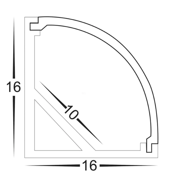 HV9691-1616-WHT-3M 90 degree corner white aluminium profile w/diffuser