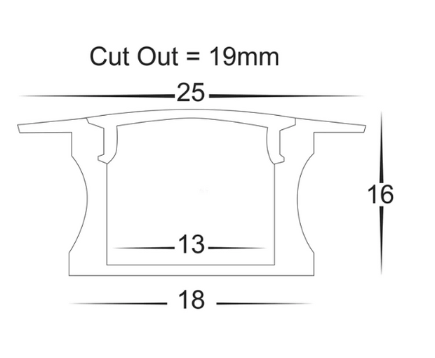 25mm x 15mm Deep White Square Winged Aluminium Profile with Standard Diffuser 3M length