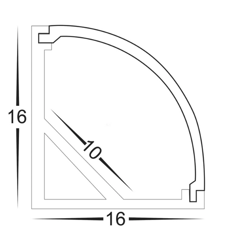 HV9691-1616-WHT 90 degree corner white aluminium profile w/diffuser