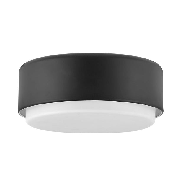 Hinkley Cedric 2 Light Flush Mount Black with Etched Opal Glass