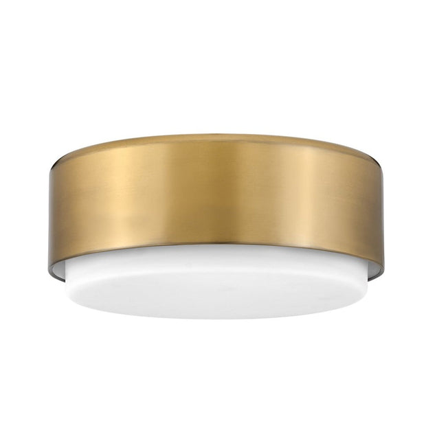Hinkley Cedric 2 Light Flush Mount Lacquered Brass with Etched Opal Glass