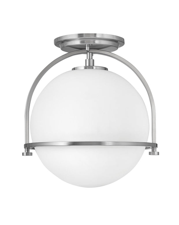 Hinkley Somerset 1 Light Semi-flush Mount Brushed Nickel with Etched Opal Glass