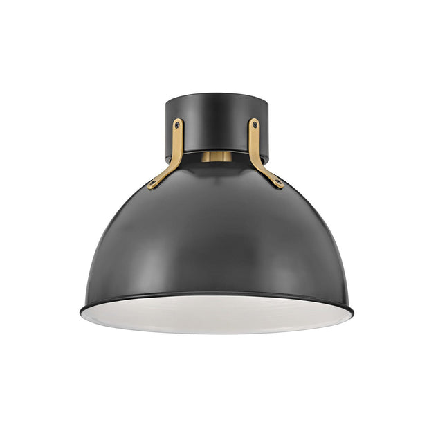 Hinkley Argo 1 Light Flush Mount Satin Black with Brass Lacquered Accents