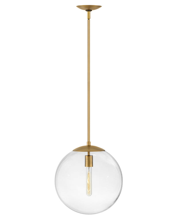 Hinkley Warby 1L Pendant - LARGE, Heritage Brass / Clear glass