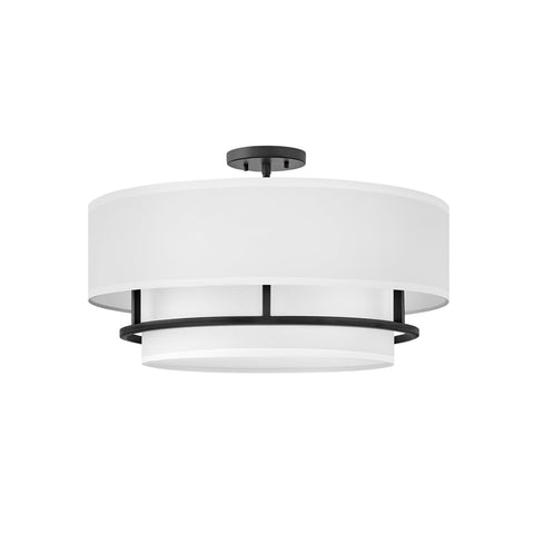 Hinkley Graham 4 Light Semi-flush Chandelier Black with Faux Parchment Shade