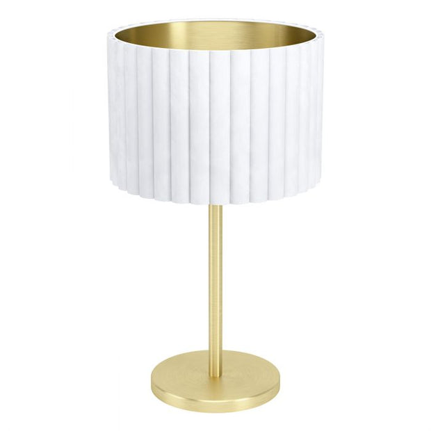 Tamaresco Table Lamps Brushed Brass White Velvet Shade