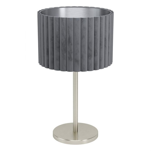 Tamaresco Table Lamp Satin Nickle with Grey Velvet Shade