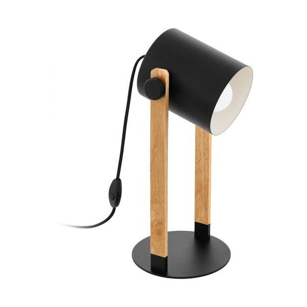 Hornwood Black with Light Wood Table Lamp