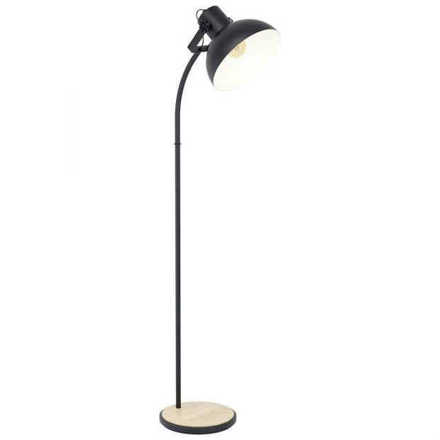 Lubenham 1 Floor Lamp Black with Solid Timber
