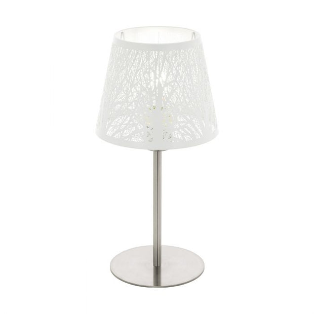 Hambleton Table Lamp Satin Nickle with White Shade
