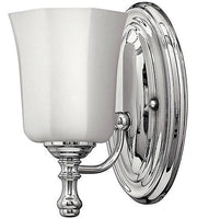 5010CM Shelly Hinkley 1lt wall bracket, Chrome, Etched Opal Glass - Lighting Superstore