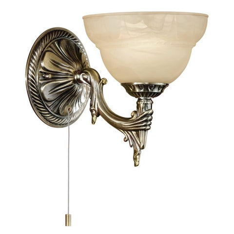 Marbella Wall Light w Pull Cord Antique Bronze