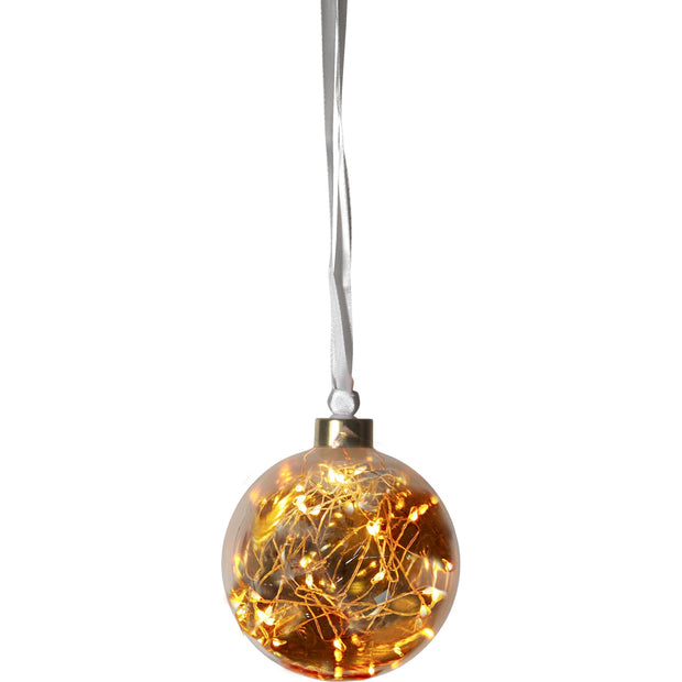 Xmas Glow Bauble Decoration Amber and Copper