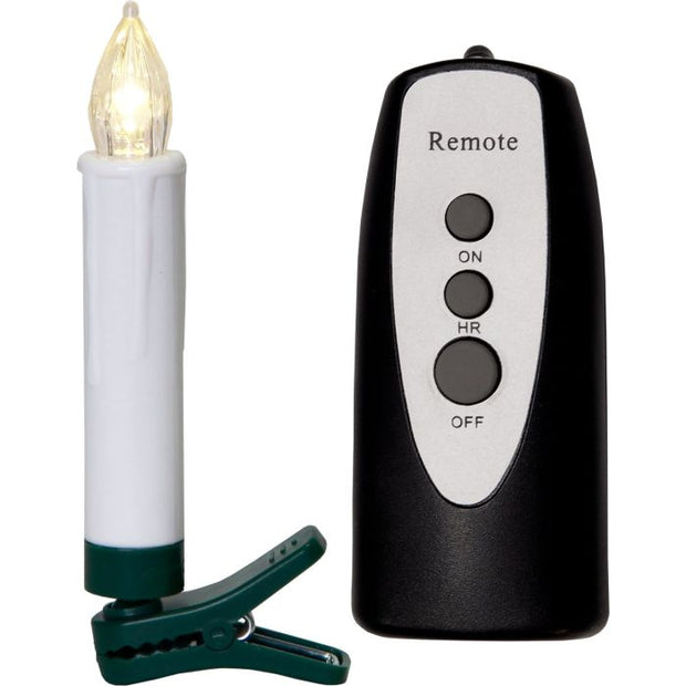 Xmas Candle Set of 10 Warm White Clip-On With Remote