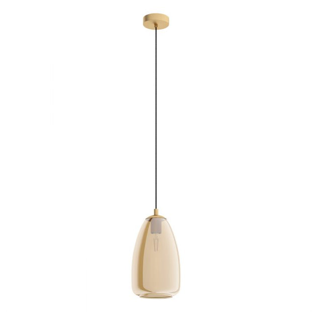 Alobrase Small Pendant Brushed Brass with Amber