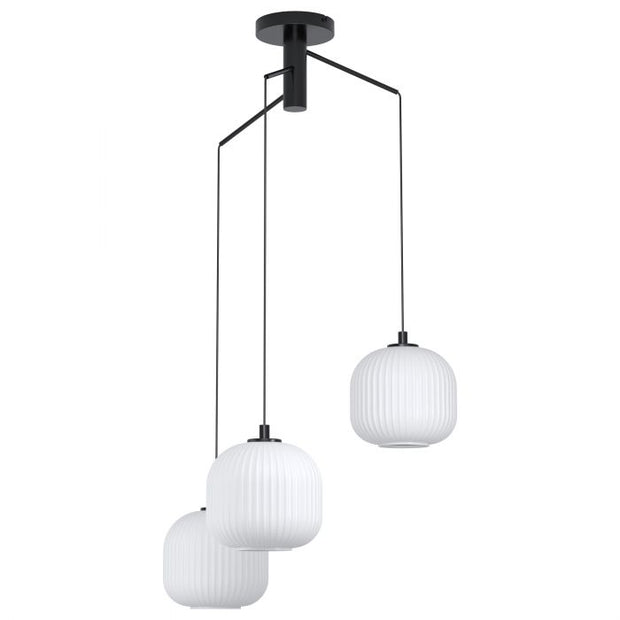 Mantunalle 3 Light Black with Opal Glass