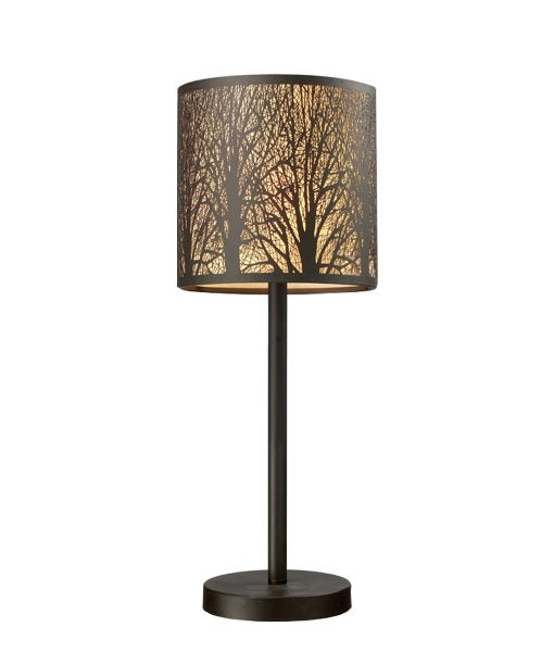 Autumn Aged Bronze Table Lamp Amber Lining