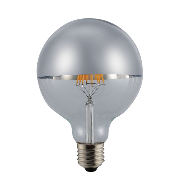 6w E27 (ES) Warm White LED G95 Silver Crown Globe