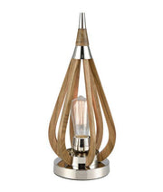 Bonito Table Lamp Polished Nickel and Taupe Wood - Lighting Superstore