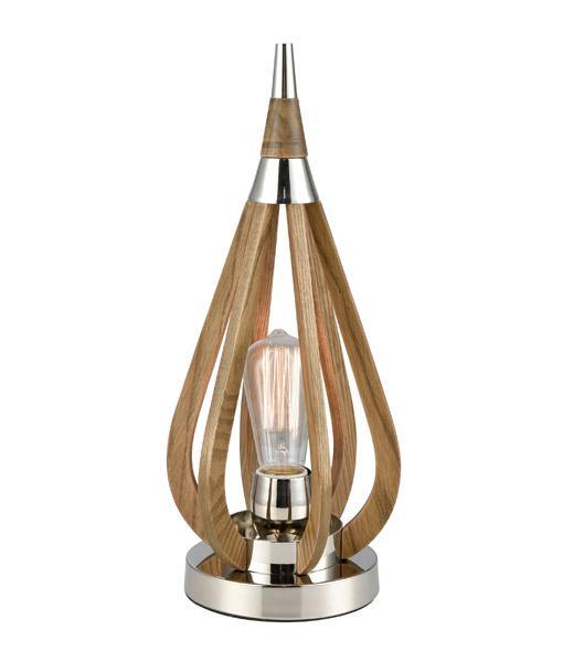 Bonito Table Lamp Polished Nickel and Taupe Wood - Lighting Superstore