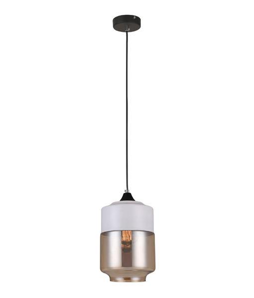 Casa Pendant Light White Top with Amber Glass - Jar - Lighting Superstore