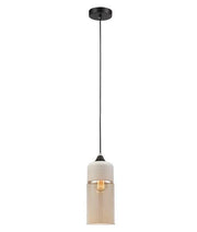 Casa Pendant Light White Top with Amber Glass - Oblong - Lighting Superstore