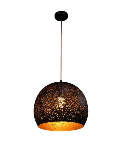 Celeste Pendant Light Black with Gold Interior - Dome - Lighting Superstore