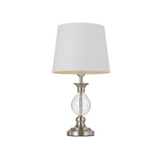 Crest Table Lamp Nickel and White - Lighting Superstore