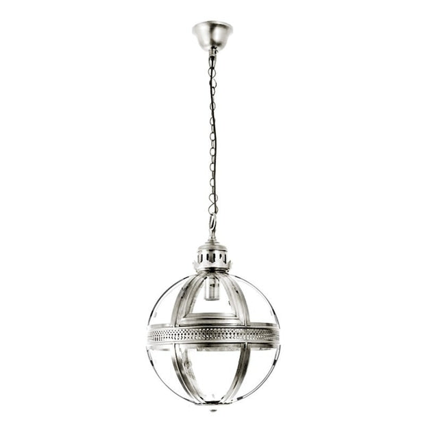 Saxon Small Glass Sphere Pendant Shiny Nickel