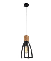 Faro Cone Pendant Light Timber and Black - Lighting Superstore