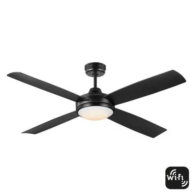 Anova 52 Smart DC Ceiling Fan Black with 20W CCT Dimmable LED Light