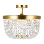 Summerhill 4L Light Semi-Flush Mount Burnished Brass with Clear Crystal Glass Beads