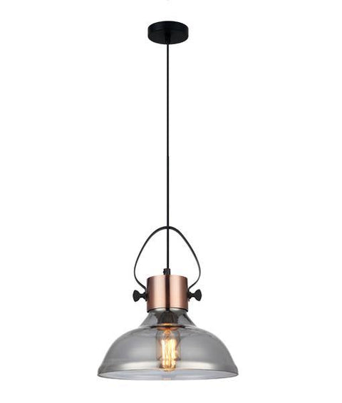 Fumoso Pendant Light Smoke and Copper - Dome - Lighting Superstore