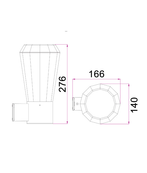 Geb1 13W Warm White LED IP54 Exterior Wall Light Dark Grey