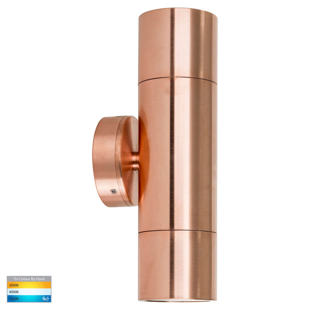 Tivah 12v Up & Down Wall Pillar Light Solid Copper with 5w CCT MR16