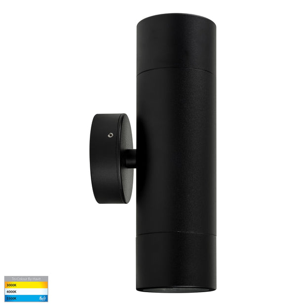 Maxi Tivah Up & Down Wall Pillar Light Black with 12w Built-In CCT LED