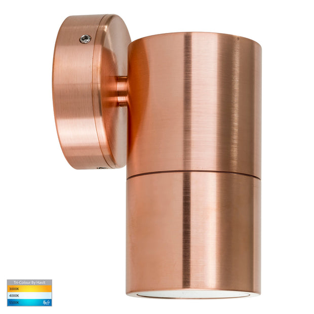 Tivah Single Fixed Wall Pillar Light Solid Copper with 5w CCT GU10