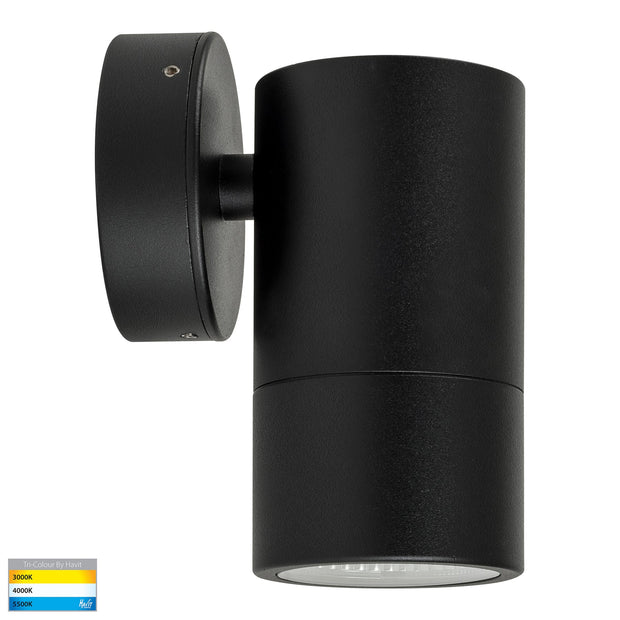 Maxi Tivah Single Fixed Wall Pillar Light Black with 12w Built-In CCT LED