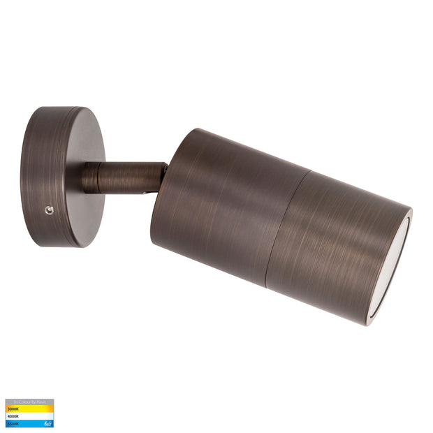 Tivah 12v Single Adjustable Wall Pillar Light Antique Brass with 5w CCT MR16