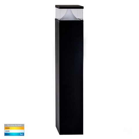 Divad 240v Black Square Bollard - 600mm with 12w Built-In CCT LED