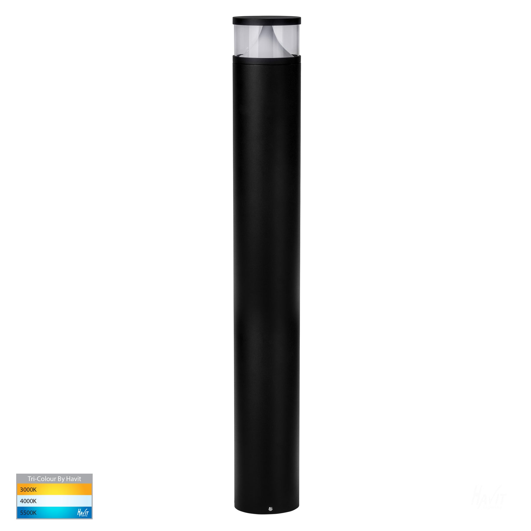 Divad 24v Black Round Bollard - 1000mm with 12w Built-In CCT LED ...