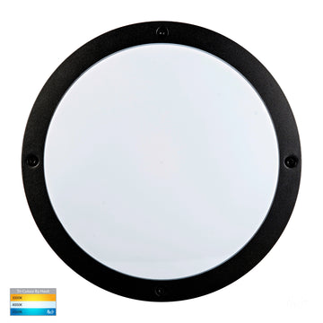 Stor Round Poly Powder Coated Black Bunker Light 30w Built-in LED Tri Colour