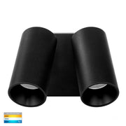Revo Double Adjustable Wall Pillar Light Black 2x 9w COB TRI Colour