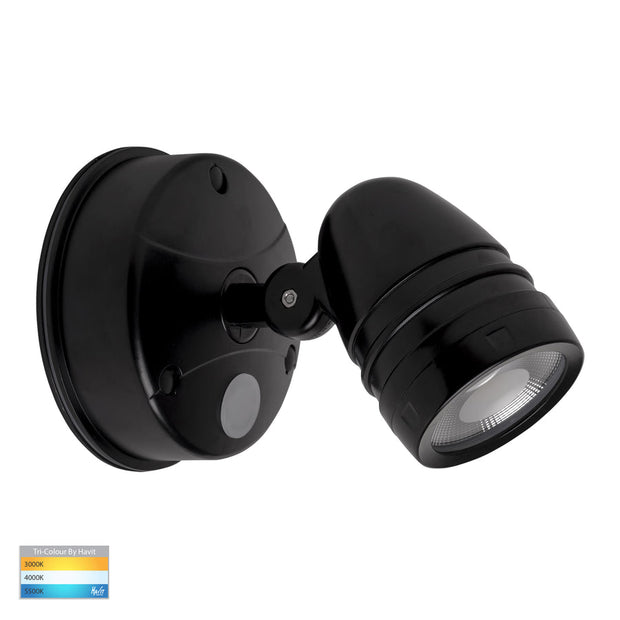 Focus Single 15w CCT LED Wall Spotlight Black with Sensor