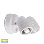 Focus Double 2 x 15w CCT LED Wall Spotlight White with Sensor