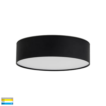 NELLA Black 220mm Surface Mounted Round Oyster Light 20w SMD TRI Colour