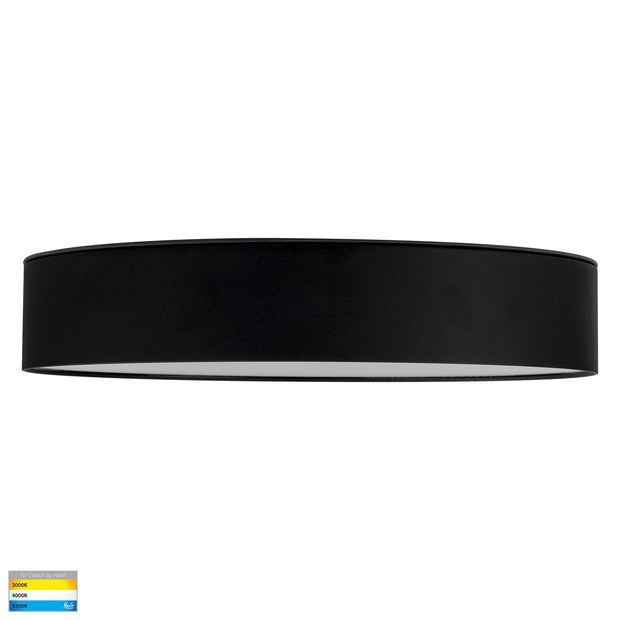 NELLA Black 320mm Surface Mounted Round Oyster Light 30w SMD TRI Colour