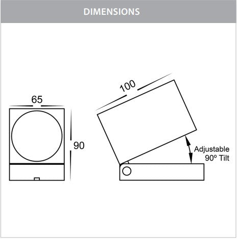 Square Surface Mounted Single Adjustable Poly Powder Coated Black