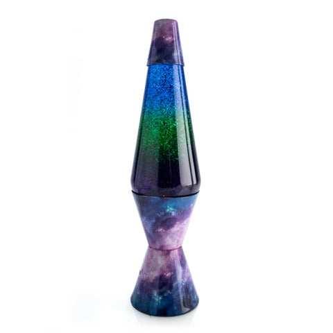 Galaxy Diamond style lava lamp with glitter and blue, green, purple colour from The Lighting Superstore.