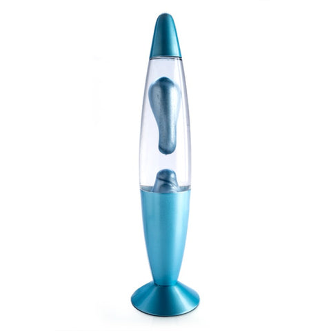 Blue Metallic style lava lamp with blue metallic wax and clear colour from The Lighting Superstore.